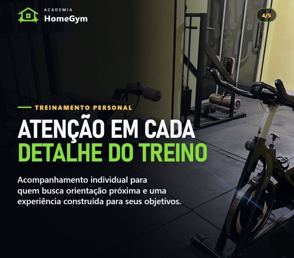 Treinamento personal com atenção em cada detalhe do treino na HomeGym.