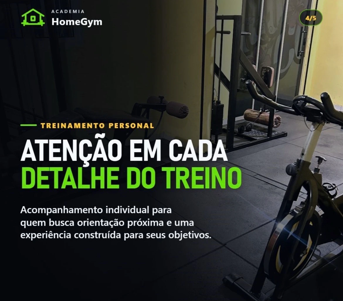 Treinamento personal com atenção em cada detalhe do treino na HomeGym.